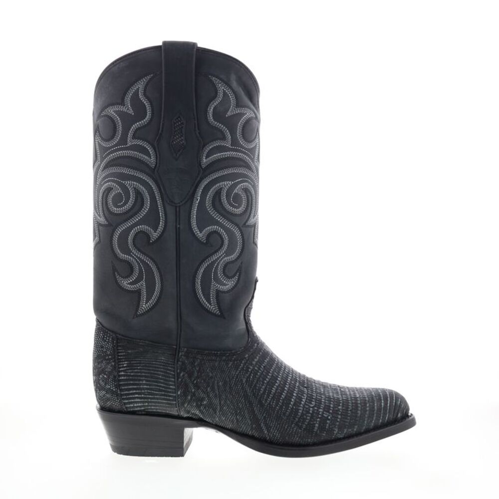 Los Altos Mens J-Toe Teju Lizard Black Boots (NWT)